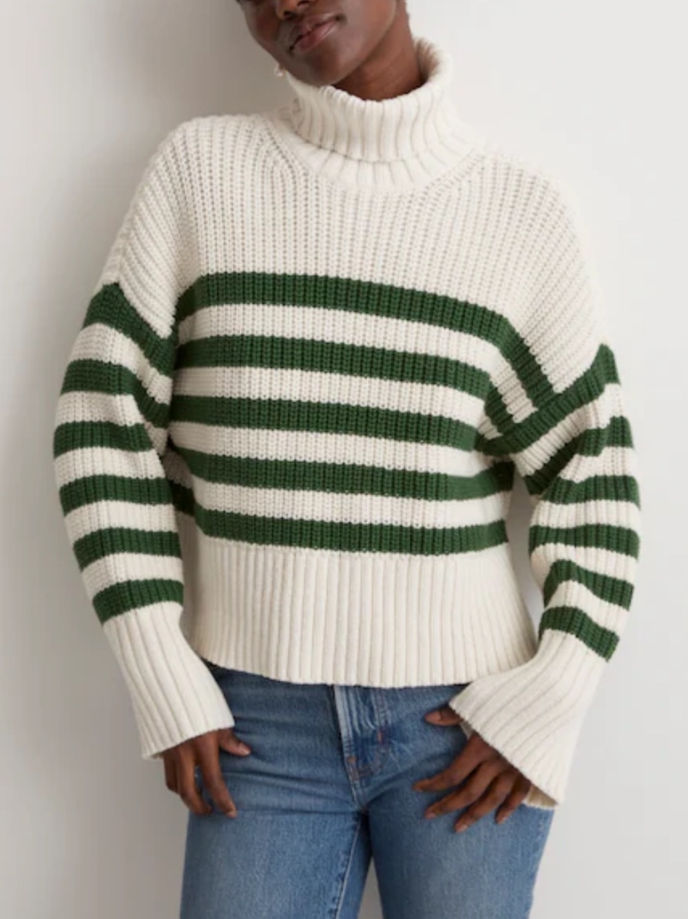 Madewell Wide Rib Turtleneck Sweater Varsity Green - XSmall NWT